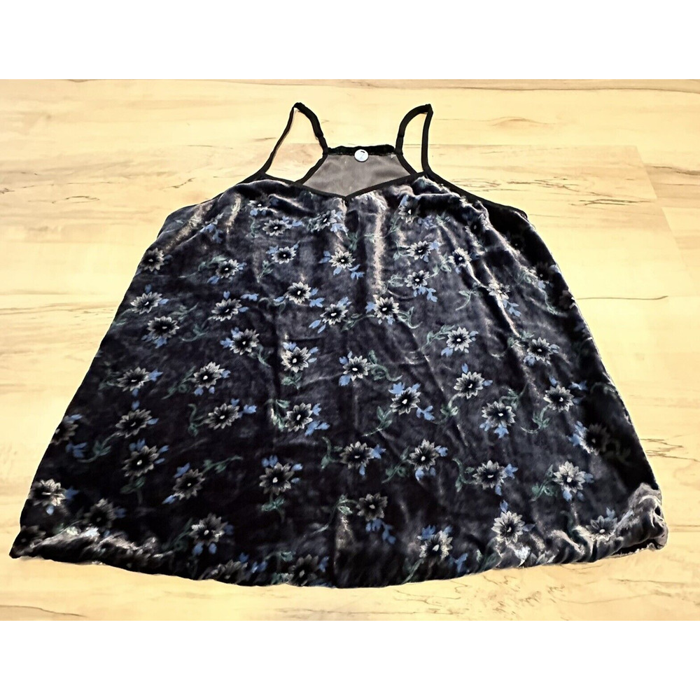 Margaret O'leary Women Small Blouse Halter Silk Blend Velvet Black Floral